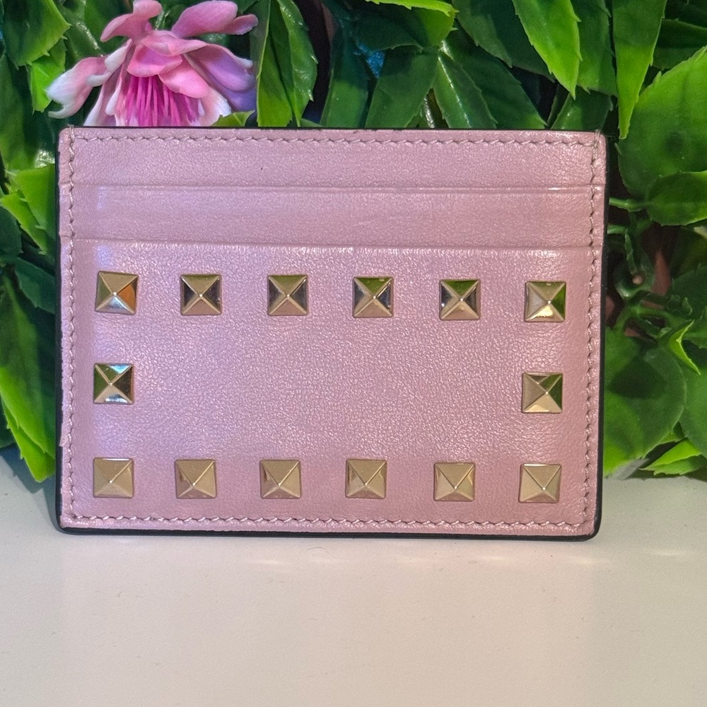 Valentino Garavani Mauve Pink Rockstud Card Holder